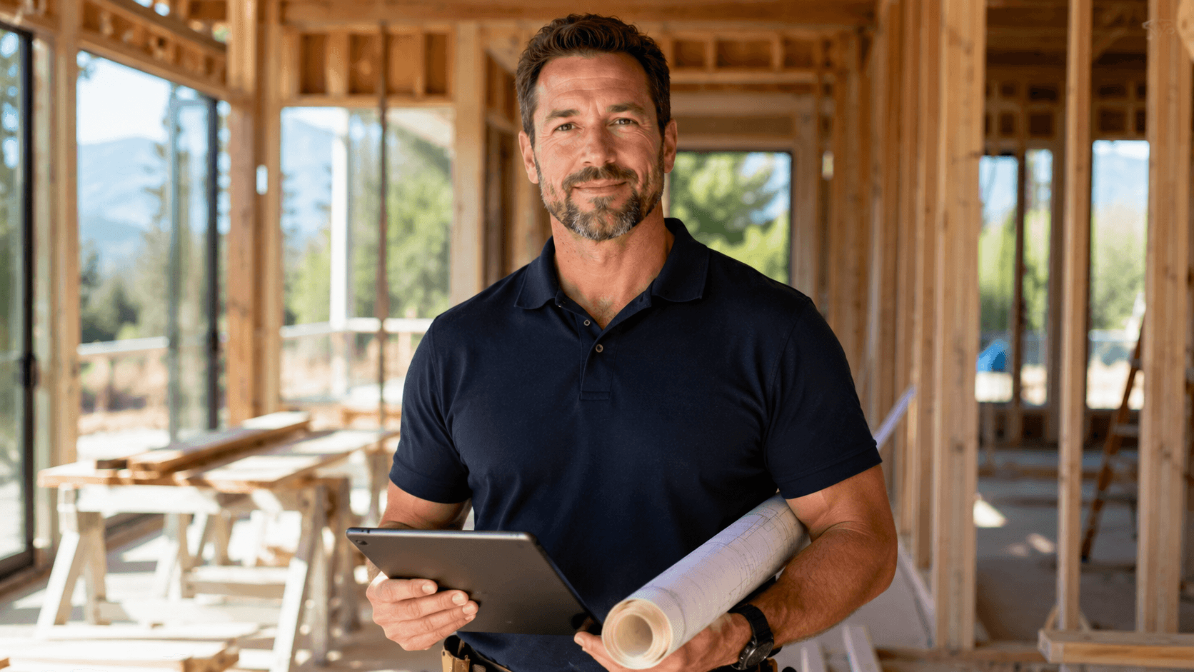 General contractor on a residential construction site