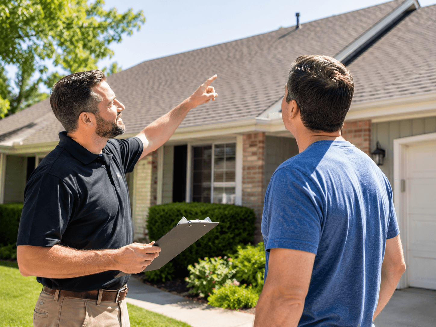 Roofing contractor working on a residential roof